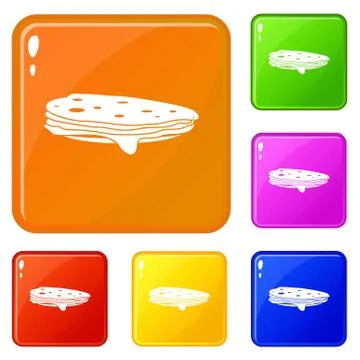 Stack of pancakes icons set vector color Illustrazione stock