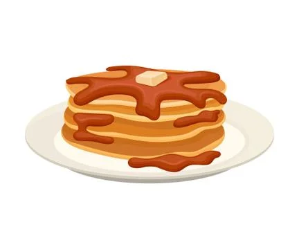 Stack of pancakes with liquid chocolate. Vector illustration on white background Stockillustratie
