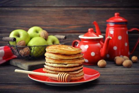 Stack of pancakes Stock Photos