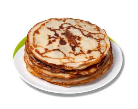 Stack of pancakes on a plate isolated over white Stock Photos