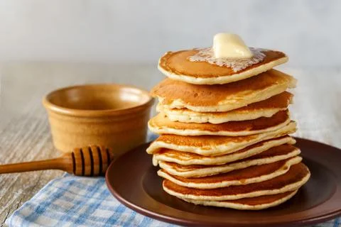 Stack of pancakes on a plate Stock Photos