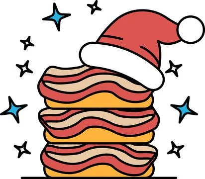 A stack of pancakes with a santa hat on top イラスト素材