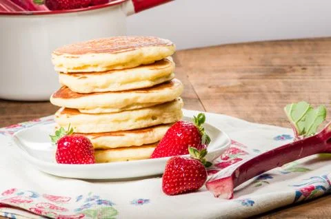 Stack of pancakes with strawberries Stock-Fotos
