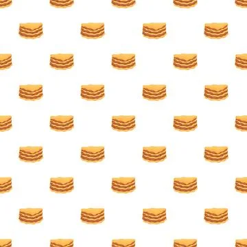Stack of pancakes with syrup creating a seamless pattern Stock Illustration