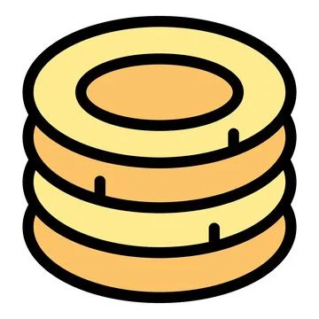 Stack of pancakes with syrup drizzled on top filling plate Illustrazione stock