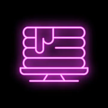 Stack of pancakes with syrup drizzled on top in neon style イラスト素材