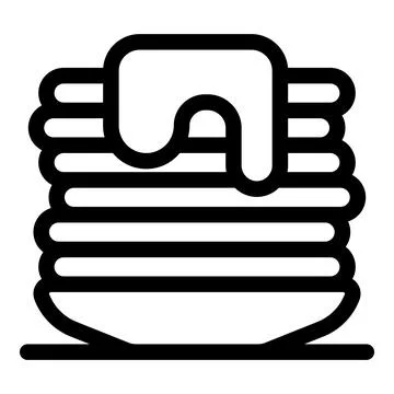 Stack of pancakes with syrup on plate for breakfast 库存插图