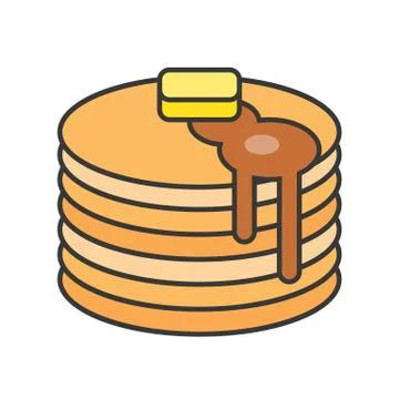 Stack of pancakes with syrup, sweets and pastry set, filled outline icon Stock Illustration