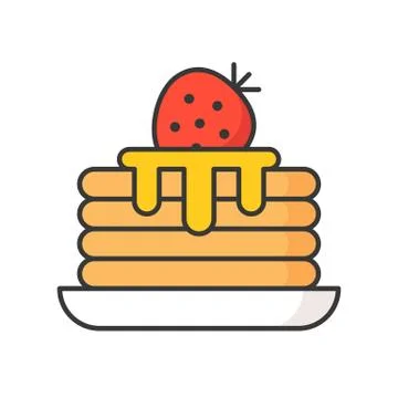 Stack of pancakes with syrup, sweets and pastry set, filled outline icon Stock Illustration
