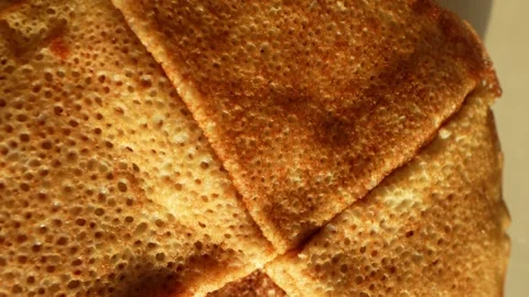 A stack of pancakes on the table Stock Footage 327706342