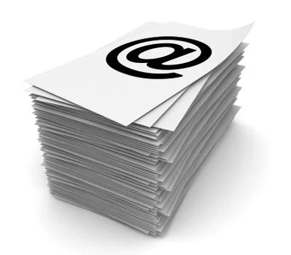 Stack of paper and an e-mail symbol Illustrazione stock