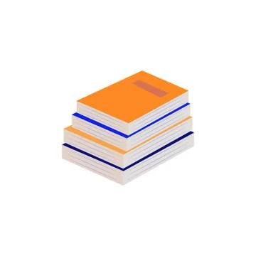 Stack of paper books with hardcover lying on some surface isolated on white Illustrazione stock