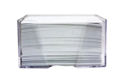 Stack of paper in a box isolated on white Foto stock