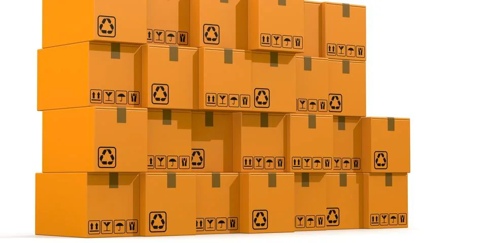 Stack of paper cardboard boxes isolated Illustrazione stock