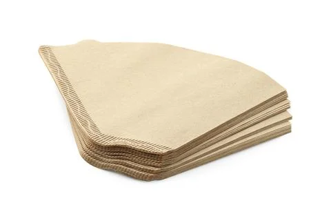 Stack of paper coffee filters isolated on white Stock Photos