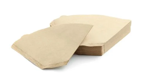 Stack of paper coffee filters isolated on white Stock Photos