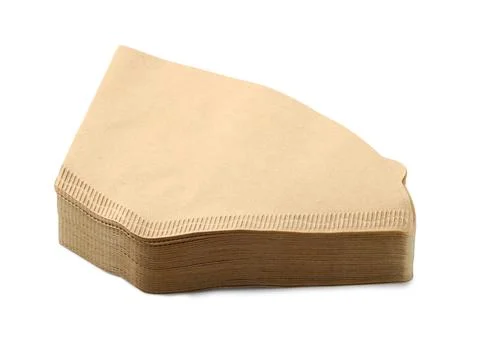 Stack of paper coffee filters isolated on white Stock Photos