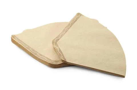 Stack of paper coffee filters isolated on white Stock Photos