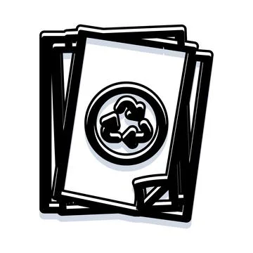 Stack of paper displaying recycling symbol icon Stock Illustration