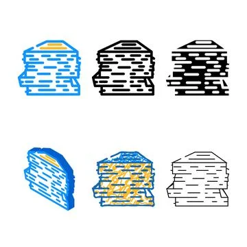 Stack paper document color looks icon vector Stock Illustration