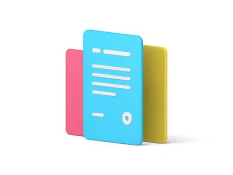 Stack of paper document legal sheets with seal and text deal form 3d icon rea Stock Illustration