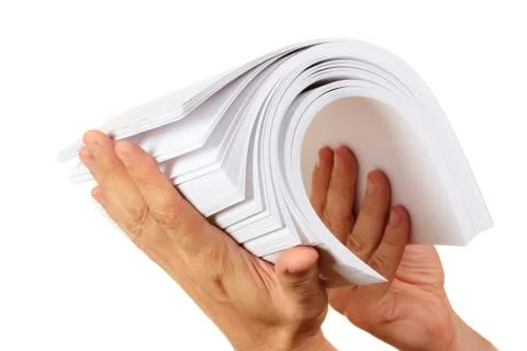 Stack of paper in his hand 스톡 사진