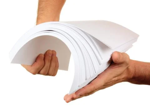 Stack of paper in his hand Stock Photos
