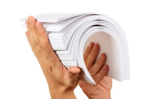 Stack of paper in his hand Stock Photos