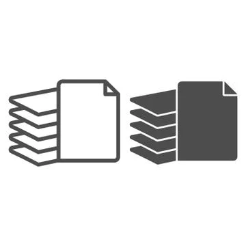 Stack of paper line and glyph icon. Files vector illustration isolated on white Stock Illustration