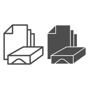 Stack of paper line and solid icon. Box and sheets symbol, outline style Stock Illustration