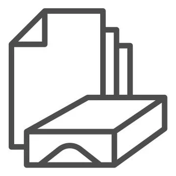Stack of paper line icon. Box and sheets symbol, outline style pictogram on Stock Illustration