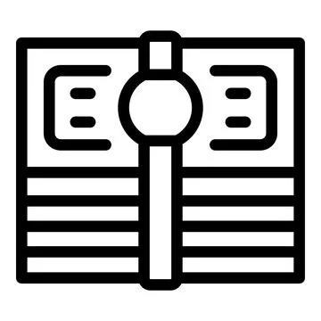 Stack of paper money with round seal secured with paperclip Stock Illustration