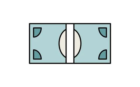 Stack of paper money simple line drawing icon, illustration of cash savings.. Stock Illustration