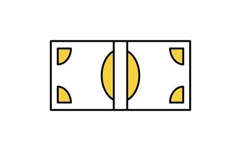 Stack of paper money simple line drawing icon, illustration of cash savings.. Stock Illustration