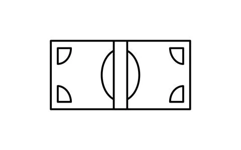 Stack of paper money simple line drawing icon, illustration of cash savings.. Illustrazione stock