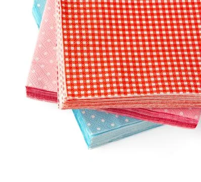 Stack of paper napkins on white background Stock Photos