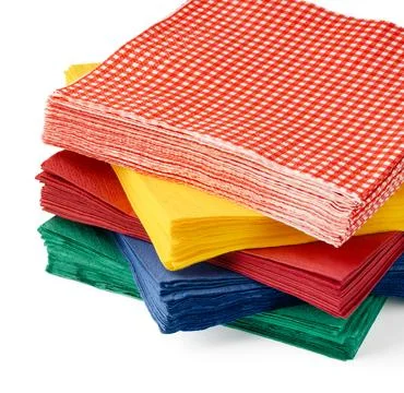 Stack of paper napkins on white background Stockfoto's