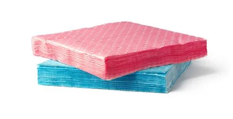 Stack of paper napkins on white background Stock Photos