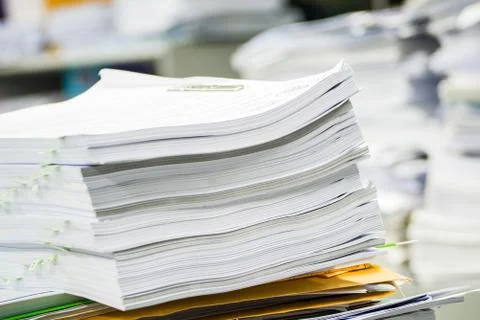 Stack of paper in the office. Stock Photos