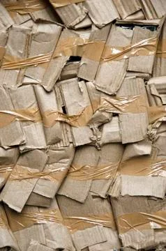 Stack paper package container box in asia market Stock Photos