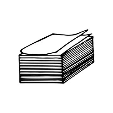 Stack of paper pages line art. Blank sheets. Hand drawn doodle vector illustr Illustrazione stock