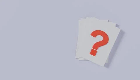 Stack of paper sheets featuring a prominent red question mark symbol query Stock Photos