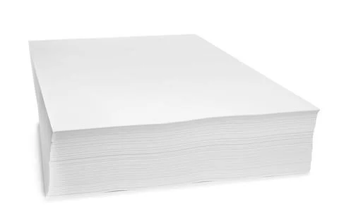 Stack of paper sheets isolated on white Foto stock