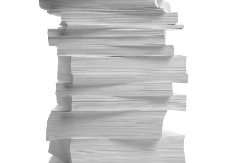 Stack of paper sheets on white background Foto stock