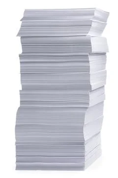 Stack of paper sheets on white background Foto stock