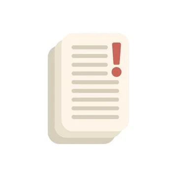 Stack of paper is showing an important information with an exclamation mark Stock Illustration