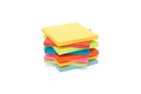 Stack paper stickers on white background Stock Photos