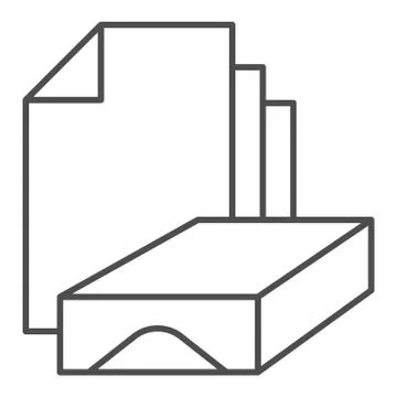 Stack of paper thin line icon. Box and sheets symbol, outline style pictogram on Stockillustratie