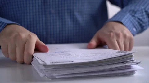 Stack of Papers and Glasses on the Background of the Manager. Stock Footage 169091978