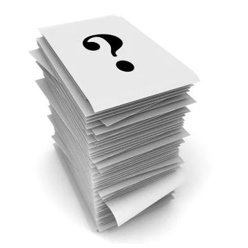 Stack of papers and a question mark 스톡 일러스트